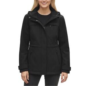 Calvin Klein Performance Black Waterproof Hooded Jacket Mid Length Sporty Size M